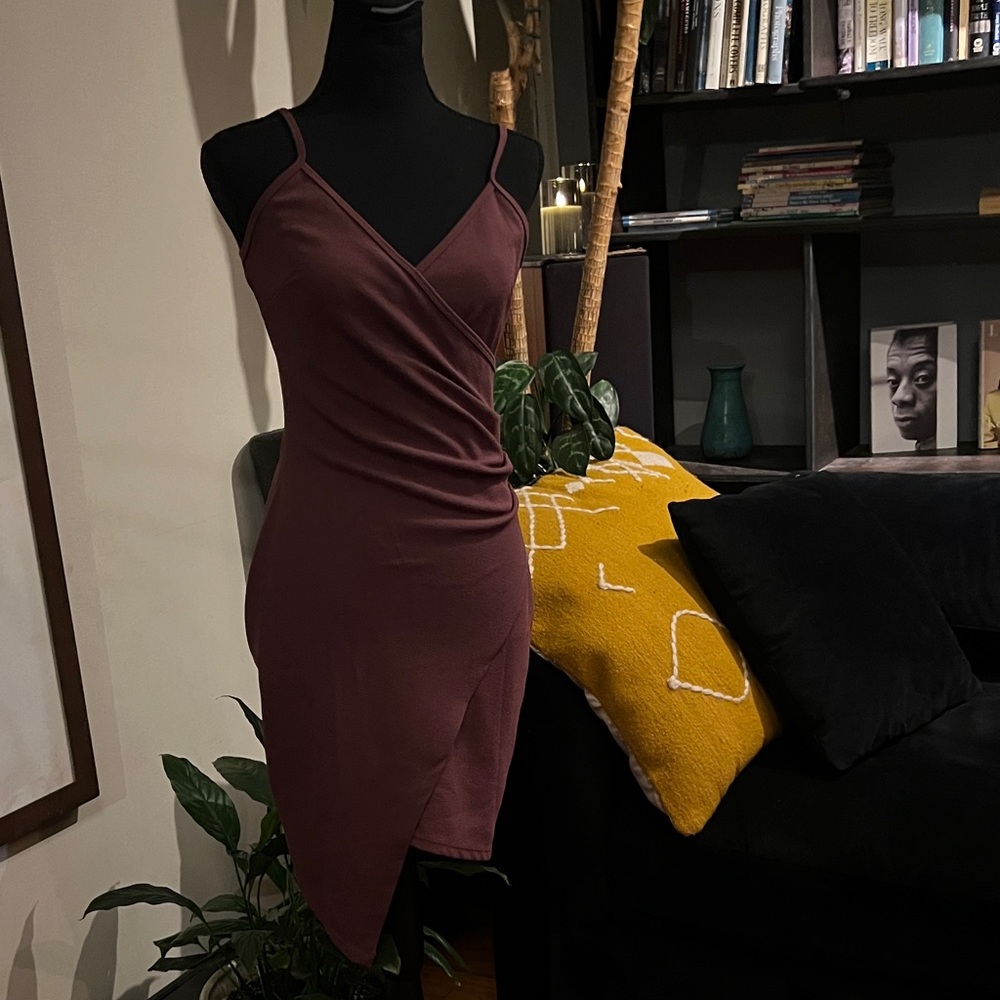 Almost Famous Asymmetrical Burgundy Dress